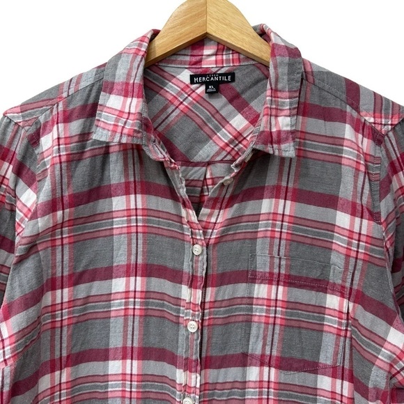J. Crew Gray and Red Plaid Cotton Flannel Button Down Shirt, XL - Picture 5 of 6